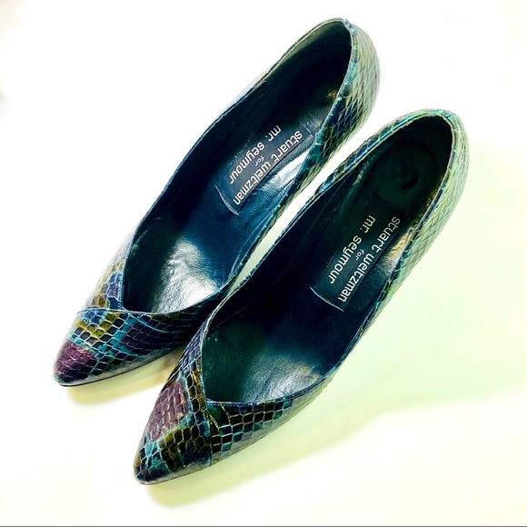 Stuart Weitzman Shoes Mr. Seymour Snakeskin Vintage Heels 7 1/2 - Picture 11 of 16